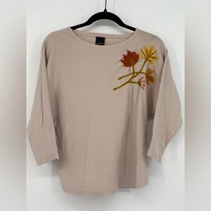 AAEDA Sweater Felted Floral Beige Plumeria Women’s Medium